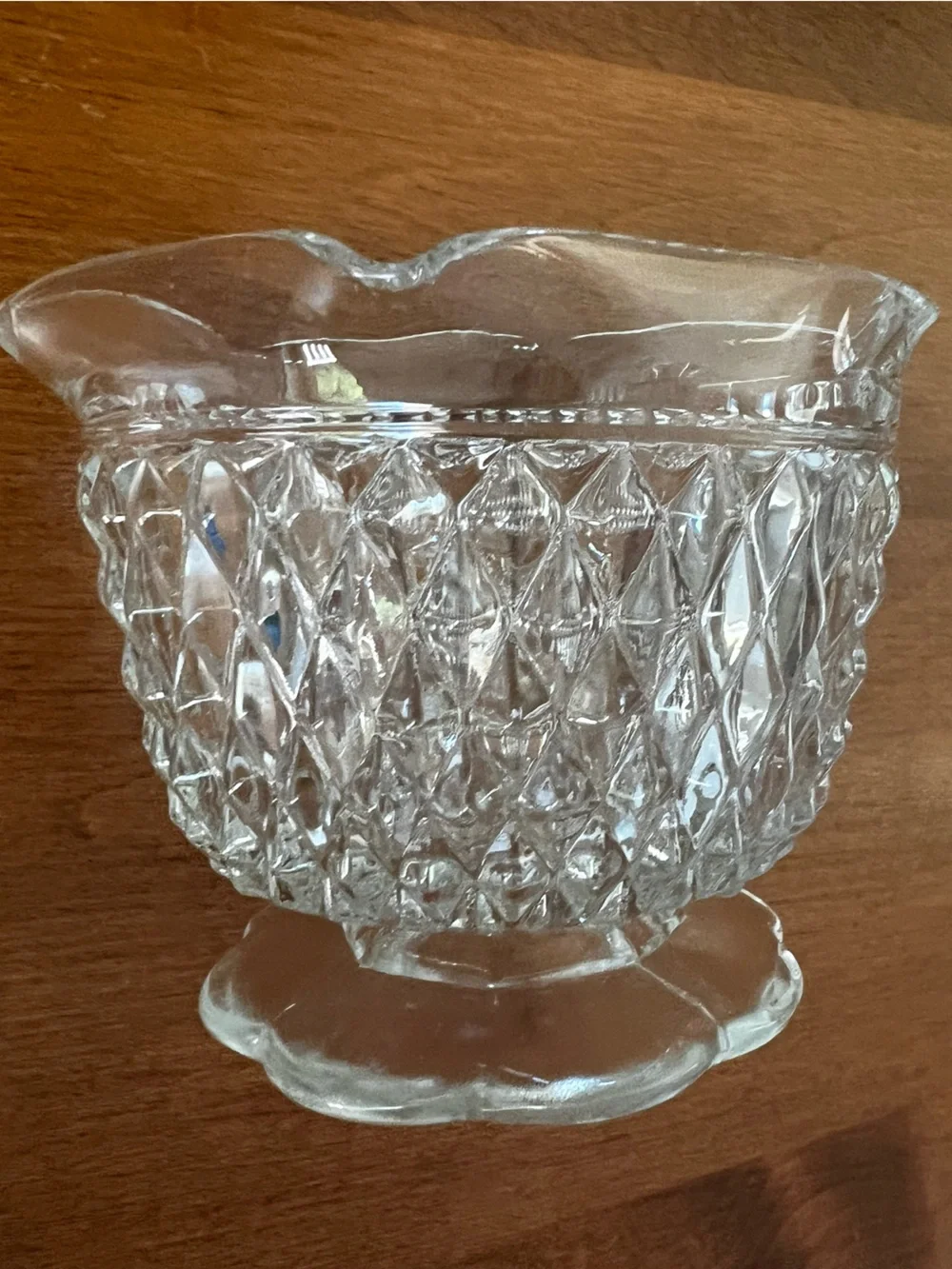 Indiana Glass Clear Diamond Pattern Candle Bowl